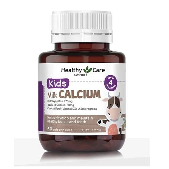 Viên sữa bổ sung Canxi cho bé Healthy Care Calcium Milk Kids, 60 viên