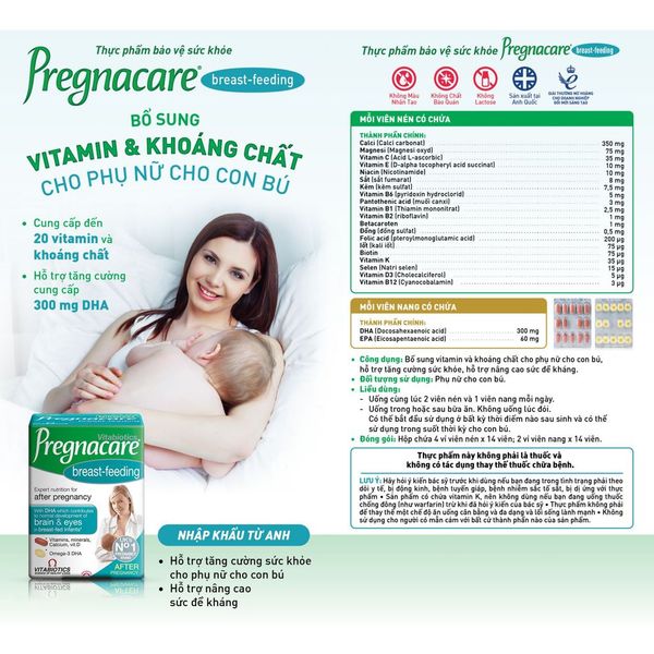 Thực Phẩm Bảo Vệ Sức Khoẻ PREGNACARE BREAST-FEEDING - (84 Viên) - Thương Hiệu Vitabiotics