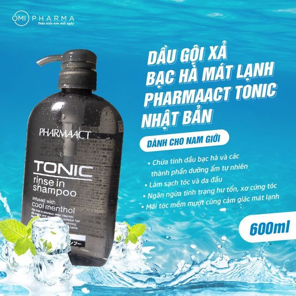 Dầu Gội Xả 2in1 Bạc Hà Mát Lạnh cho Nam PharmaAct Tonic Rinse In Shampoo (550ml)