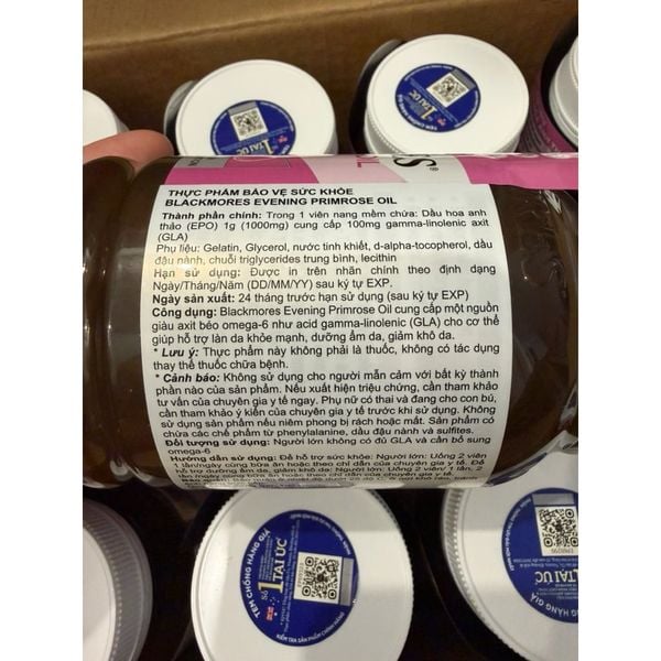 [CHÍNH HÃNG] Viên uống nội tiết tinh dầu hoa anh thảo Blackmores Evening Primrose Oil hộp 190 viên