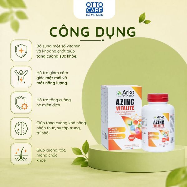 THỰC PHẨM BẢO VỆ SỨC KHỎE AZINC VITALITÉ – BỔ SUNG VITAMIN & KHOÁNG CHẤT (HỘP 120 VIÊN)