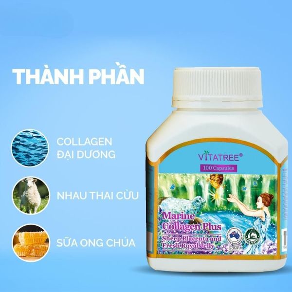 Viên Uống Vitatree Marine Collagen Plus Collagen Đẹp Da - 100 Viên