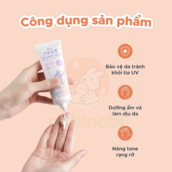 Kem chống nắng mặt Reihaku Hatomugi hỗ trợ SÁNG MỊN da 70g/80g