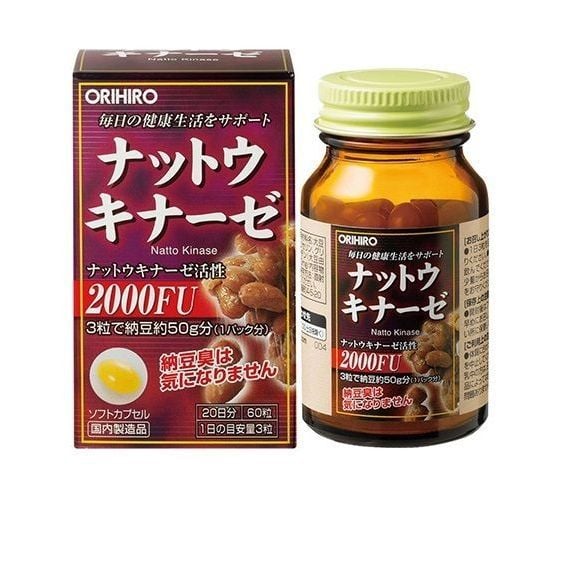 Viên uống hỗ trợ điều trị tai biến Orihiro Nattokinase 2000FU 60 viên, nhập khẩu chính hãng