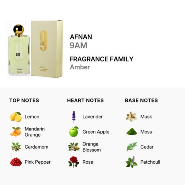 Nước Hoa Nữ AFNAN 9AM/ 9PM EDP Lưu Hương 6-8H 100ML