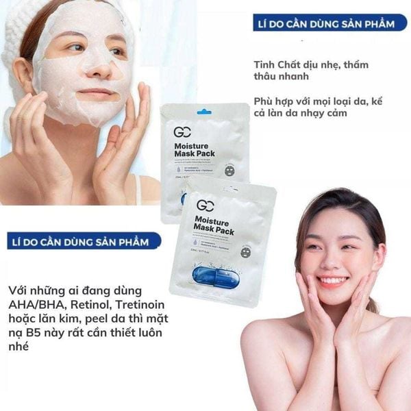 Mặt nạ B5  cấp ẩm GC Nature Moisture Mask Pack  cấp ẩm phục hồi thế hệ mới dành cho da nhạy cảm dung tích 23ml/gói
