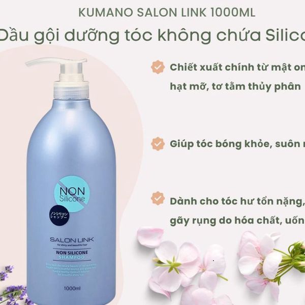 Dầu gội, dầu xả dưỡng tóc không chứa Silicone Kumano Salon Link 1000ml