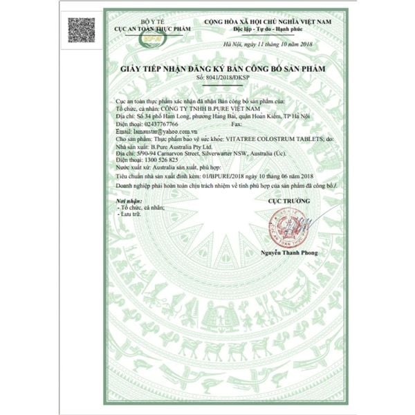 TPBVSK Vitatree Colostrum Tablets Sữa Non Úc Tăng Đề Kháng Dạng Nhai 100 viên