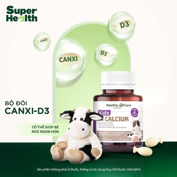 Viên sữa bổ sung Canxi cho bé Healthy Care Calcium Milk Kids, 60 viên