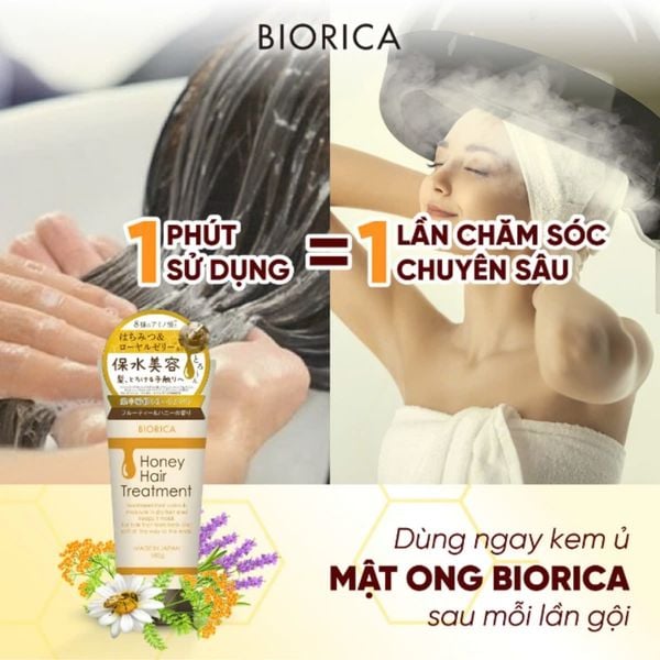 Kem Ủ Tóc Giúp Tóc Chắc Khỏe Biorica Nhật Bản chiết xuất đất sét,thảo mộc, mật ong tuýp180g