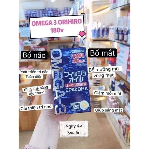Viên uống dầu cá Omega 3 bổ mắt bổ não Orihiro Nhật Bản 180 viên
