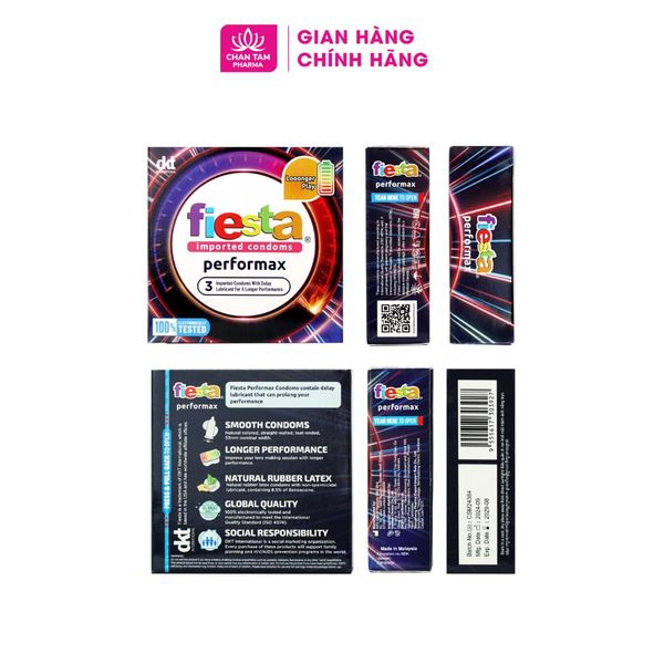 Bao cao su tăng thời gian quan hệ FIESTA Performax size 53mm - Hộp 3 bao