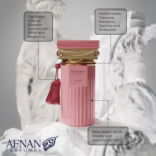 Nước Hoa Nữ Afnan Historic Doria EDP 100ml - Nốt Hương Nữ Tính, Lãng Mạn, Cổ Điển