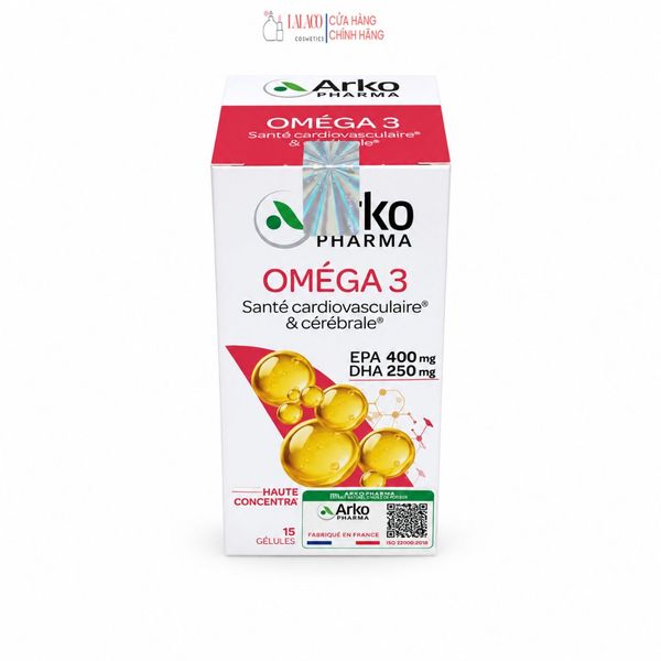 Viên Uống Dầu Cá Hỗ Trợ Tim Mạch Arkopharma Arkogelules Omega 3 Pháp 60 viên/Hộp