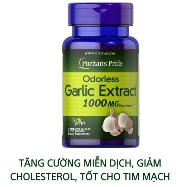 [Date 2027]Viên uống tinh dầu tỏi odorless Garlic Extract 1000mg 100v puritan's Pride