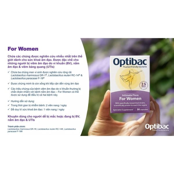 [CHÍNH HÃNG] Men vi sinh phụ khoa Optibac For Women (Hộp 30 viên)