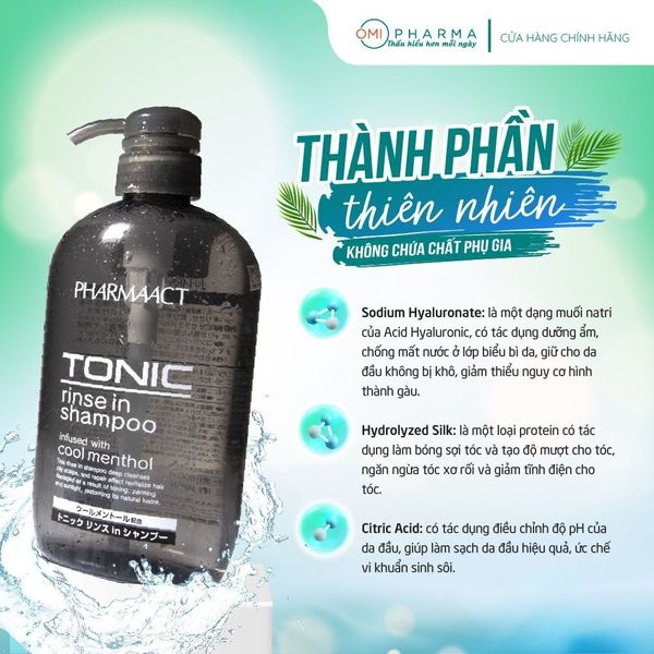 Dầu Gội Xả 2in1 Bạc Hà Mát Lạnh cho Nam PharmaAct Tonic Rinse In Shampoo (550ml)