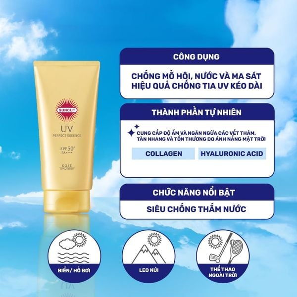 Essence Chống Nắng Chống Thấm Nước Suncut UV Perfect Essence Super Water Proof SPF50+ PA++++ (80g)
