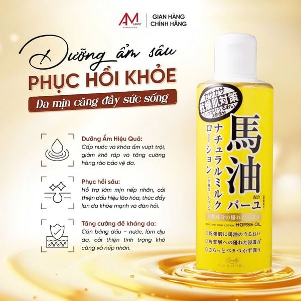 Sữa Dưỡng Thể Dầu Ngựa Loshi – Dưỡng Ẩm & Phục Hồi Da (Roland)