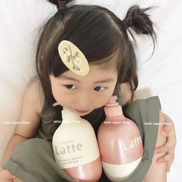 Dầu Gội Xả KRACIE MA & ME LATTE Damage Repair Nhật Bản cho Mẹ Và Bé 490ml– Phục hồi tóc hư tổn, mềm mượt