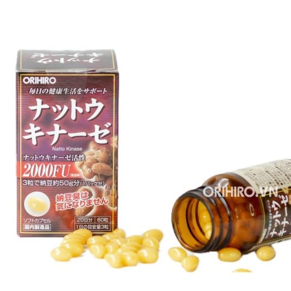Viên uống hỗ trợ điều trị tai biến Orihiro Nattokinase 2000FU 60 viên, nhập khẩu chính hãng
