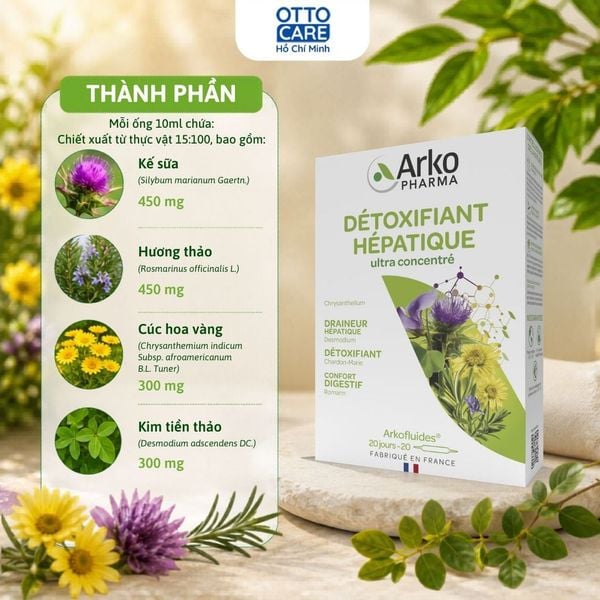 Thực phẩm bảo vệ sức khỏe ARKOFLUIDES DETOXIFIANT HEPATIQUE (Hộp 20 ống)