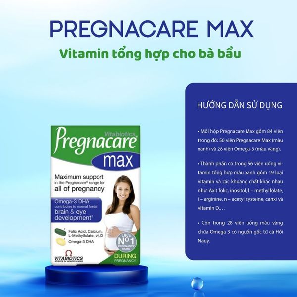 Viên bổ sung vitamin và khoáng chất cho phụ nữ mang thai Pregnacare Max Vitabiotics (84 viên)