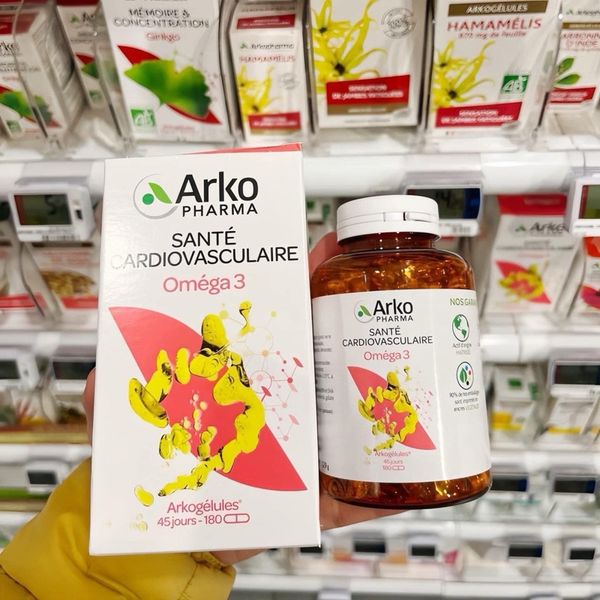 Viên Uống Dầu Cá Hỗ Trợ Tim Mạch Arkopharma Arkogelules Omega 3 Pháp 60 viên/Hộp