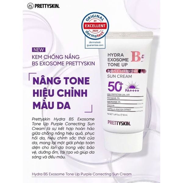 Kem chống nắng B5 Exosome Prettyskin phục hồi,kiềm dầu,cho da dầu, khô