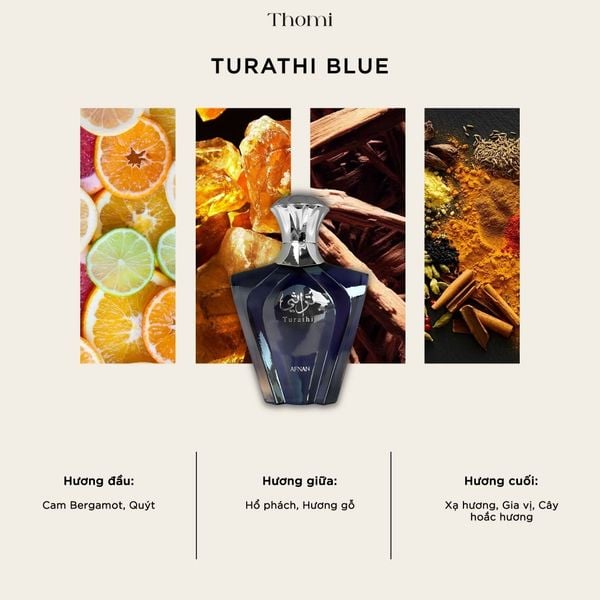 Nước Hoa Nam Afnan Turathi Blue 90ml - Hương Bưởi Tây, Long Diên Hương, Gỗ - Sang Trọng, Quý Phái