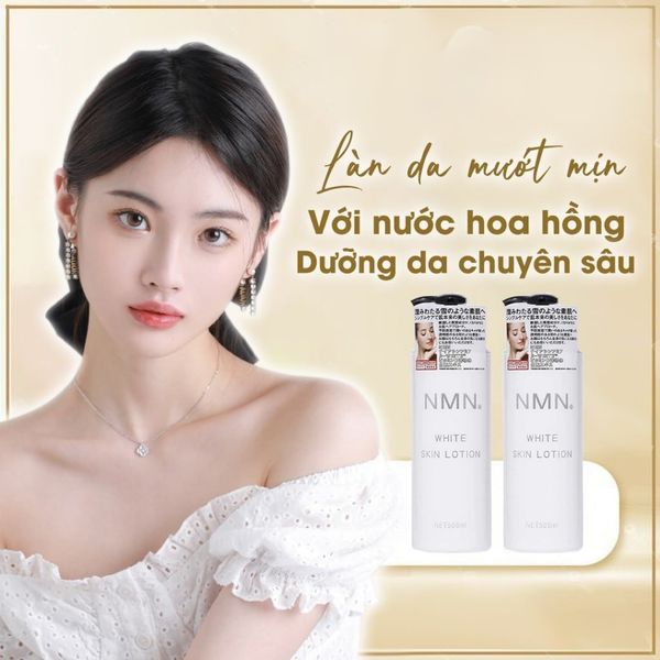 Nước hoa hồng cấp ẩm và dưỡng trắng da tế bào gốc NMN White Skin Lotion White Conc Nhật Bản 500ml