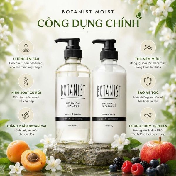 Dầu gội, Dầu xả Botanist Nhật Bản thành phần tự nhiên không silicon giúp phục hồi, làm mượt và phồng tóc 460ml