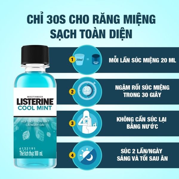 Nước Súc Miệng Giữ Hơi Thở Thơm Mát Listerine Coolmint 100ml