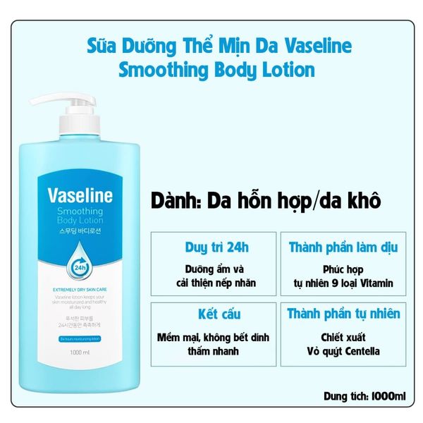 Sữa Dưỡng Thể Dưỡng Ẩm Cao C2Y Vaseline Daily Moisture/Double Moisture/Smoothing Body Lotion 1000ml