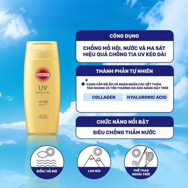 Gel Chống Nắng Chống Thấm Nước Suncut UV Perfect Gel Super Water Proof SPF50+ PA++++ (Chai 80g)