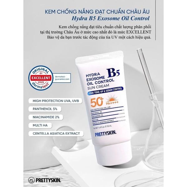 Kem chống nắng B5 Exosome Prettyskin phục hồi,kiềm dầu,cho da dầu, khô