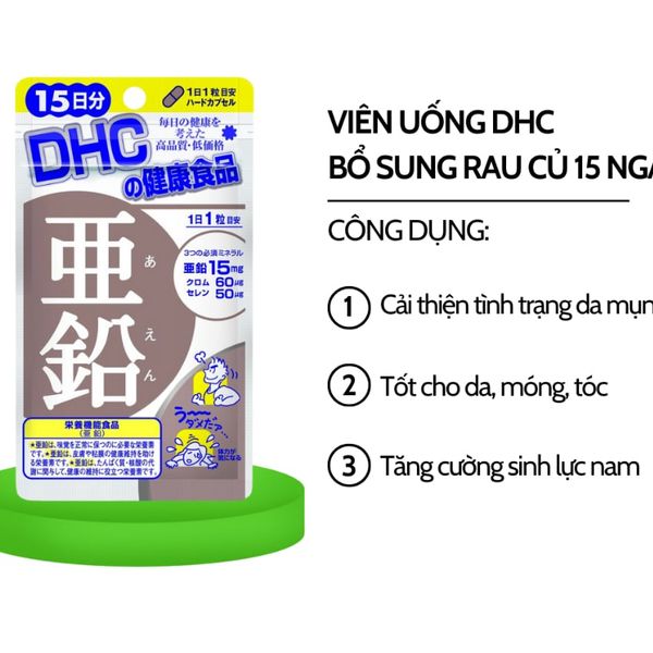 Viên uống tăng đề kháng Zinc DHC (Gói 15 viên)