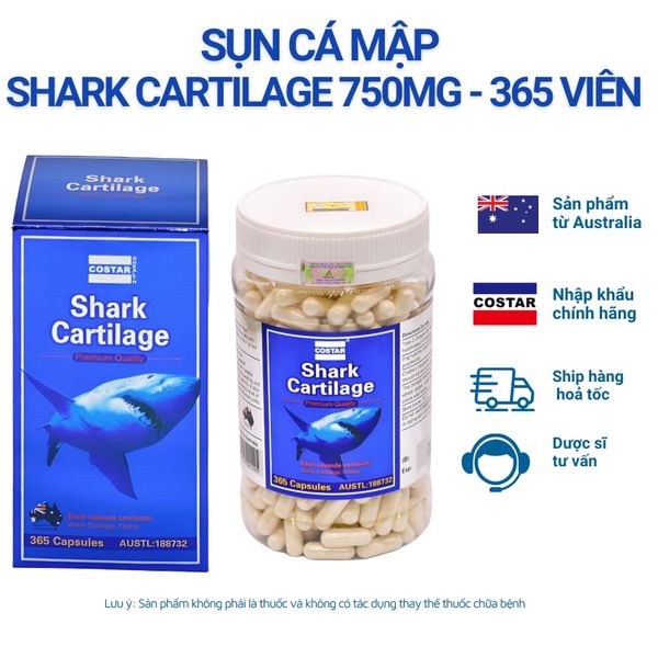Sụn Cá Mập Costar SHARK CARTILAGE 750MG, Bổ Khớp - Hộp 365 Viên - Nhập Khẩu Chính Hãng Úc