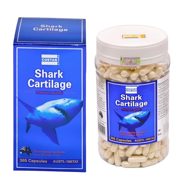 Sụn Cá Mập Costar SHARK CARTILAGE 750MG, Bổ Khớp - Hộp 365 Viên - Nhập Khẩu Chính Hãng Úc