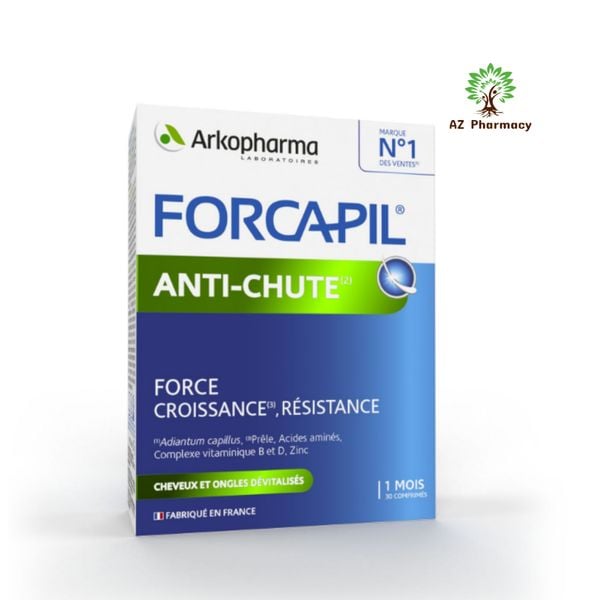 Viên uống giúp giảm rụng, kích thích mọc tóc Arkopharma Forcapil Anti-chute (hộp 30 viên) của Pháp