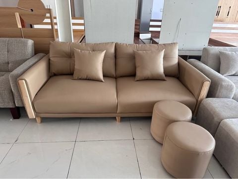 Sofa băng da sọc + 2 đôn