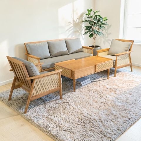 Văng sồi tự nhiên mây đan 1m8