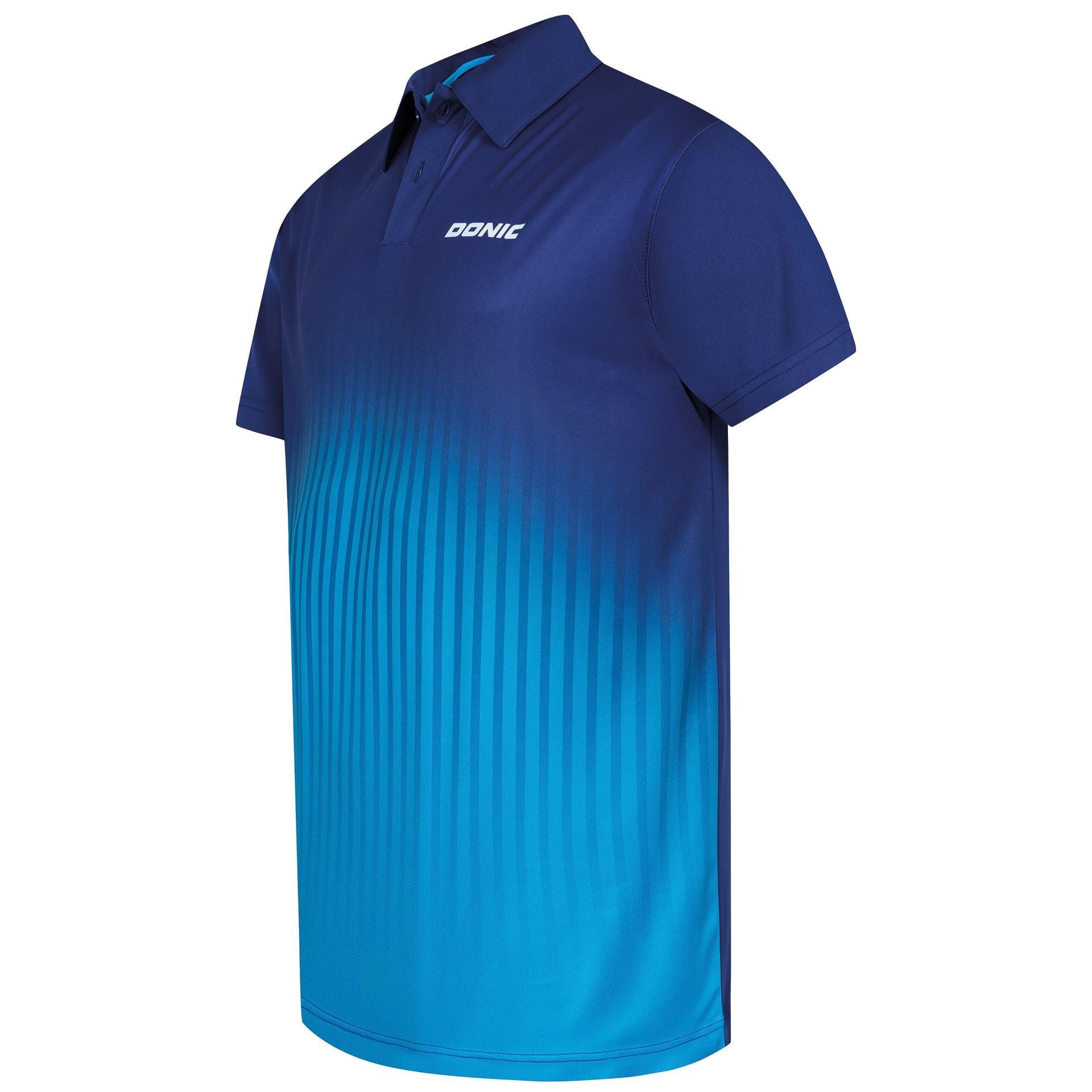 Góc nghiêng Áo bóng bàn Polo Donic Nuvon Navy-Cyan