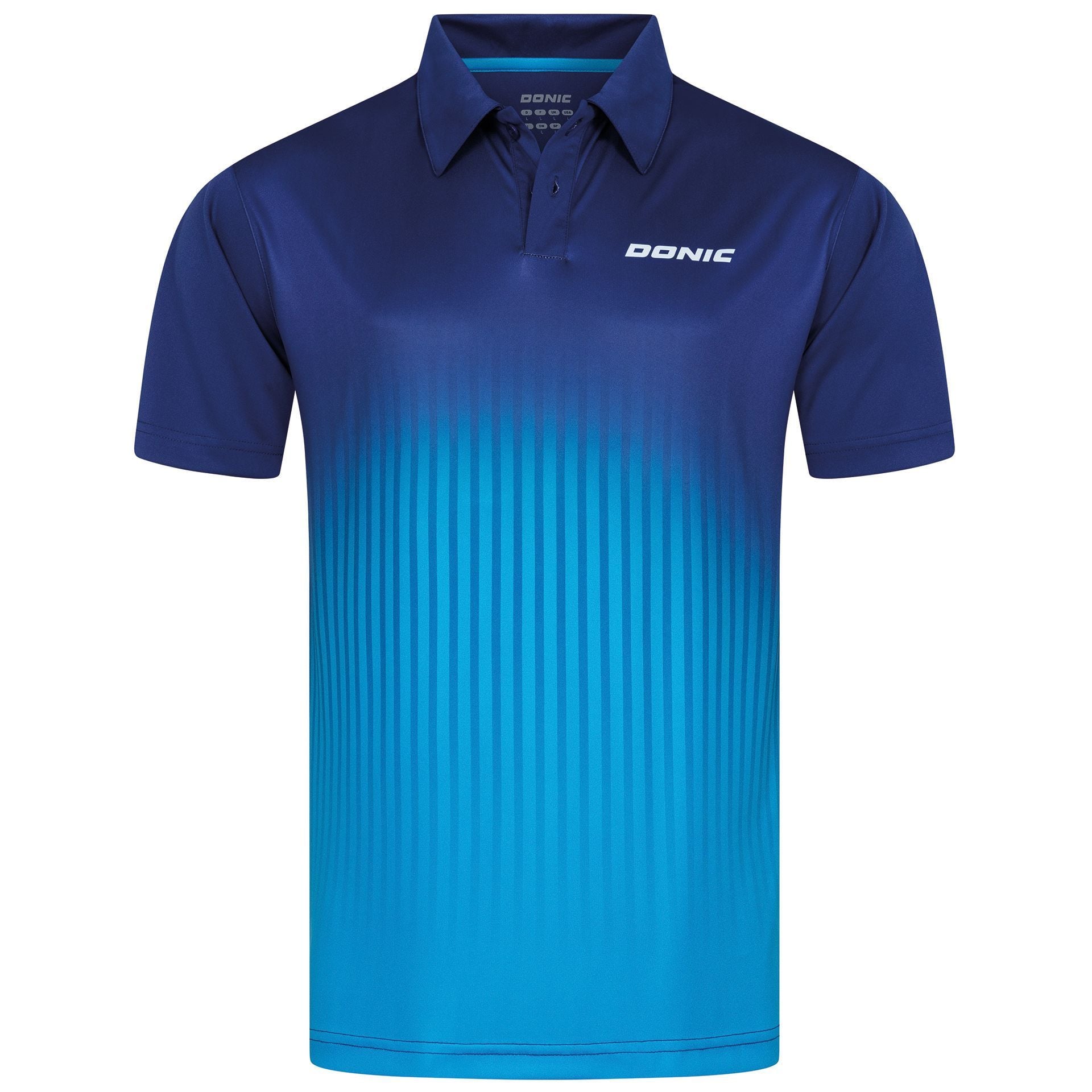 Áo bóng bàn Polo Donic Nuvon Navy-Cyan mặt trước chính hãng