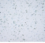 Galaxy White quartz slab with white base and sparkling glass chip texture.