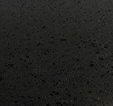 Sparkling Black quartz surface with deep black base and shimmering crystal chip pattern.