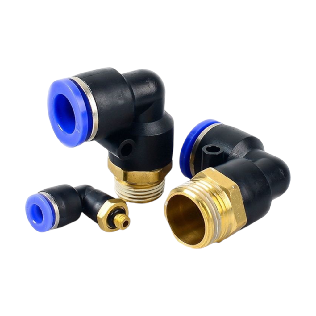 Đầu Nối Cong Khí Nén PL - Cong Ống PU 4,5,6,8,10,12,14,16 / Răng 5mm ~ 21mm