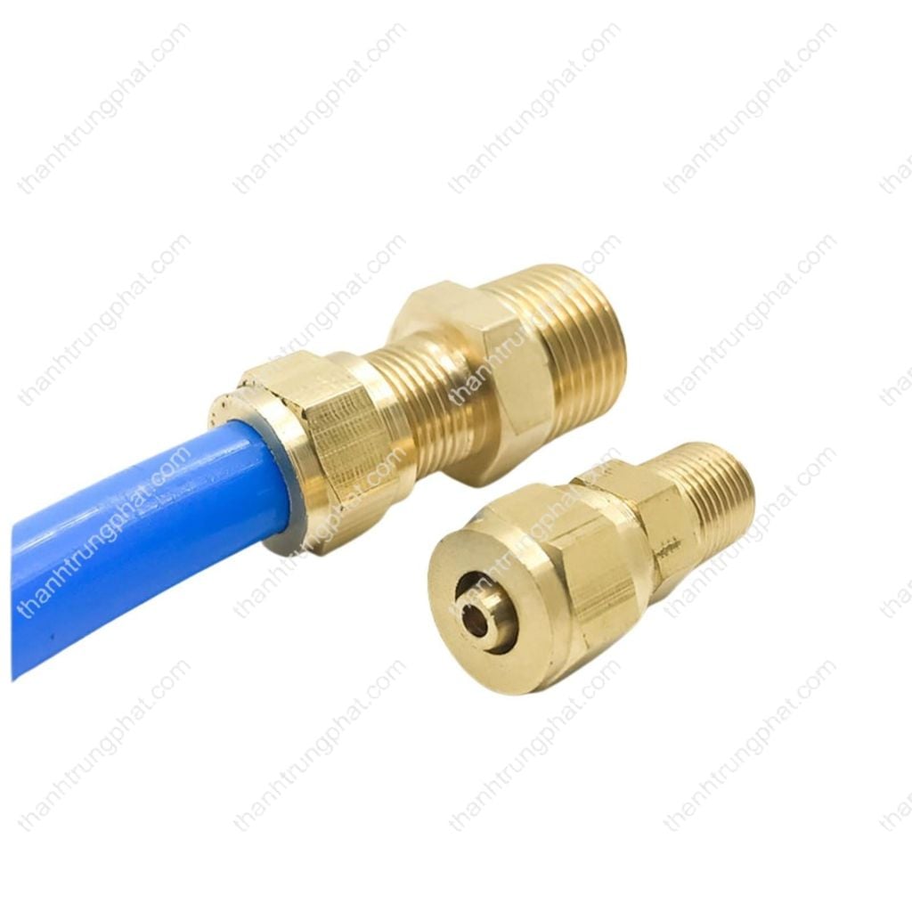 Thẳng 1 đầu cắm ống PU siết tắc rắc co ren ngoài thau