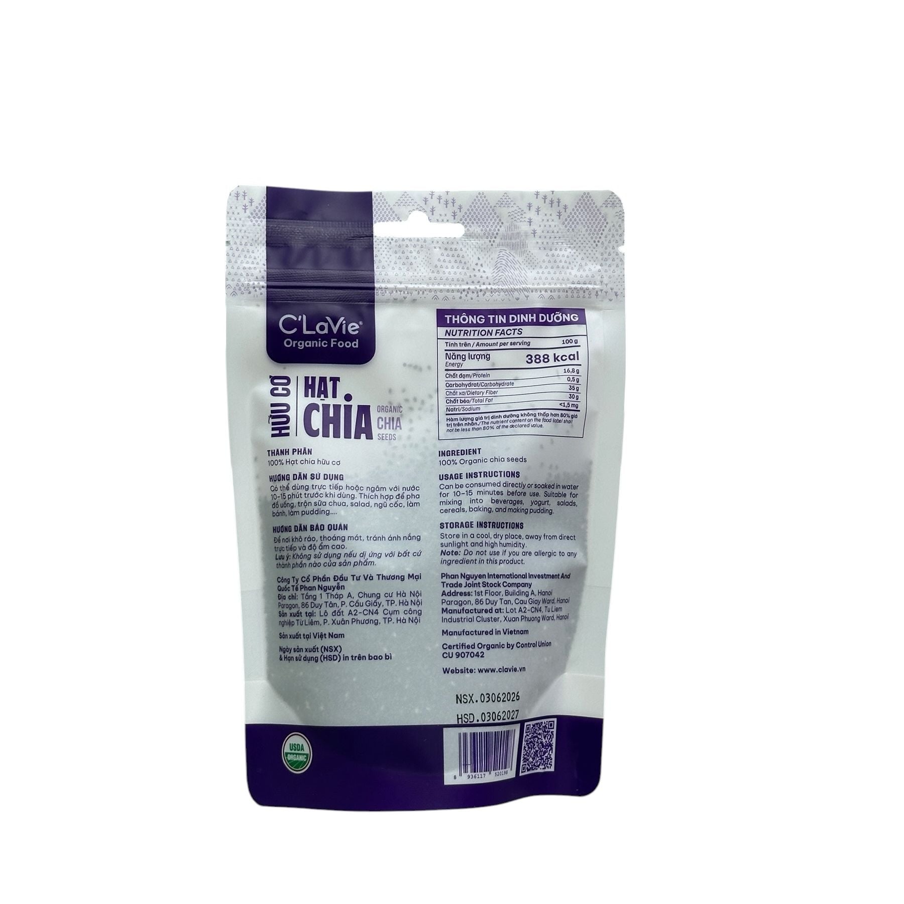  Hạt chia hữu cơ C'LaVie 200g 