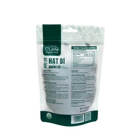  Hạt bí không vỏ hữu cơ C'LaVie 200g 